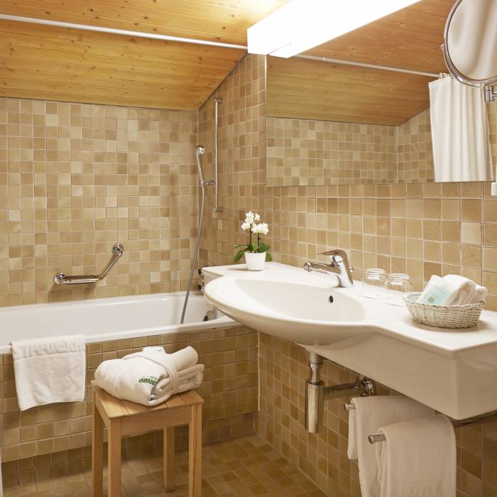 Badezimmer im Hotel Gstaaderhof