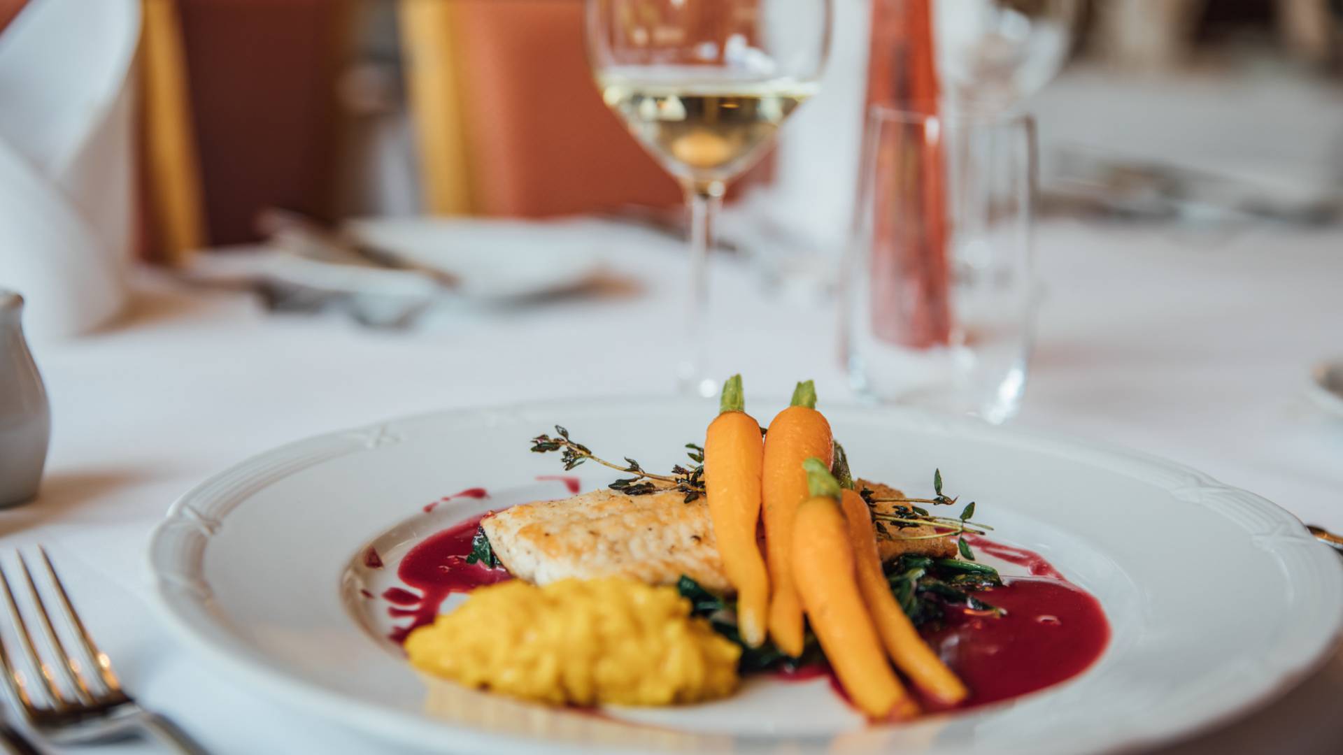 Fisch mit Karotten und Risotto